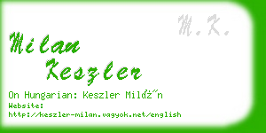 milan keszler business card